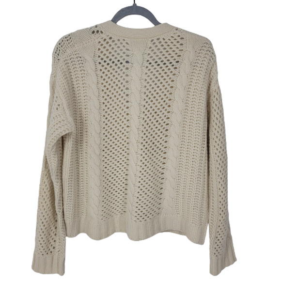 Oats Cashmere Women's Chunky Cable Knit Button Close V-neck Cardigan Size XS - Picture 4 of 10